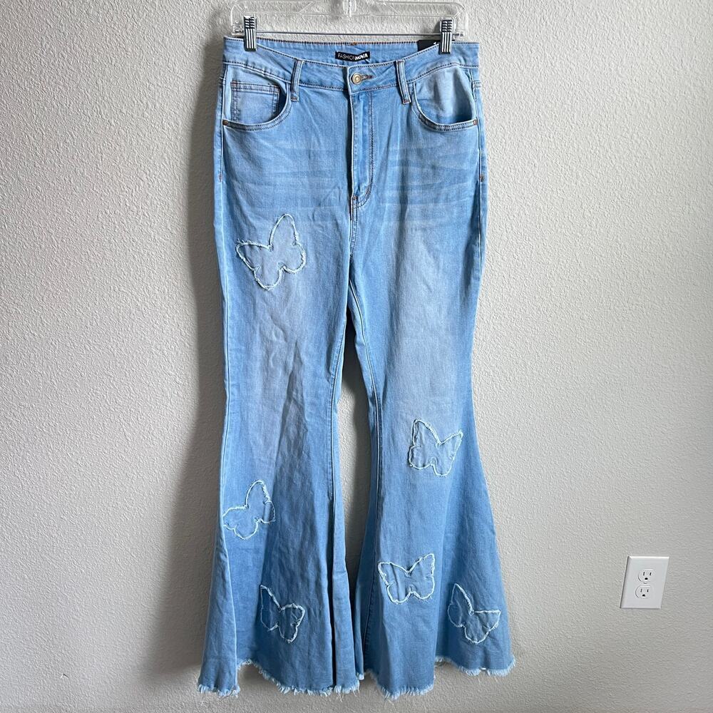 Fashion Nova Beauty of a Butterfly Super Flare Jeans Women's 13 High Rise NEW